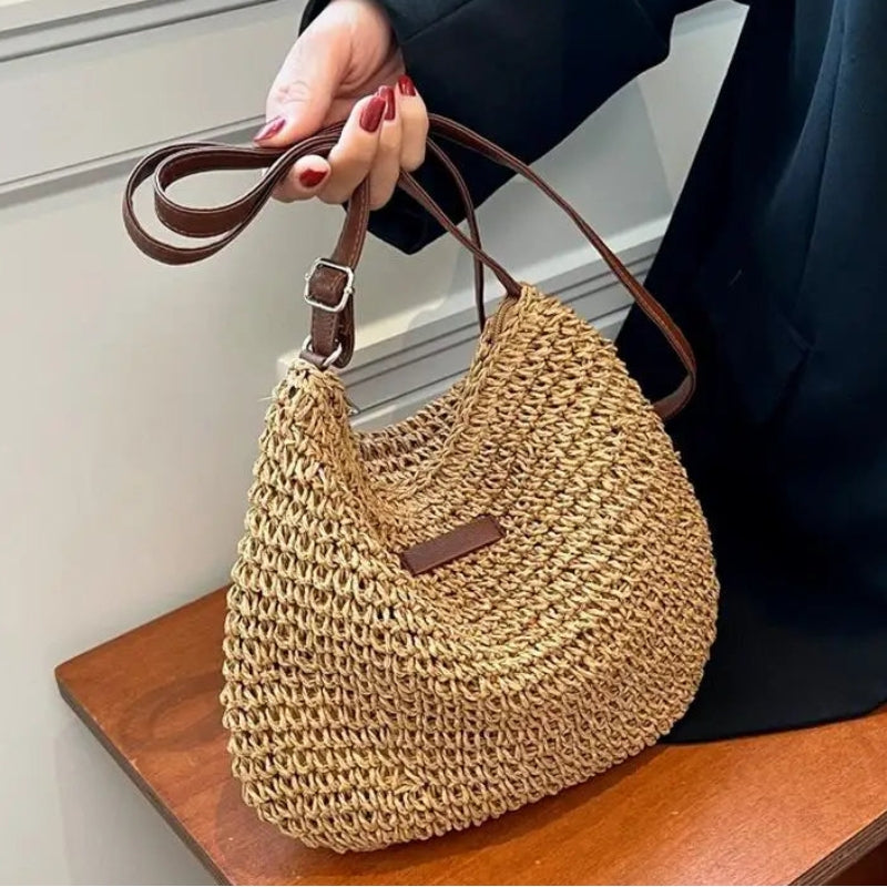 sac crocheté paille