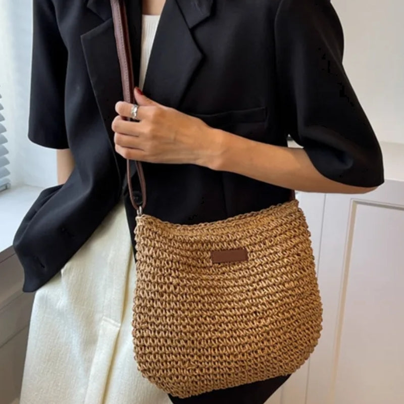 sac en paille macramé