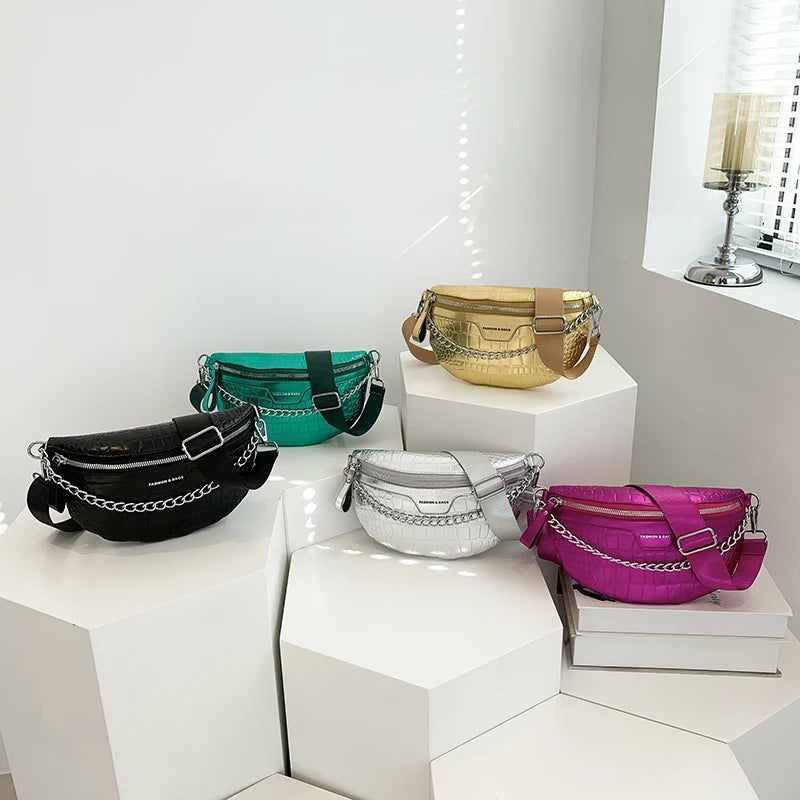sac banane métallisé femme