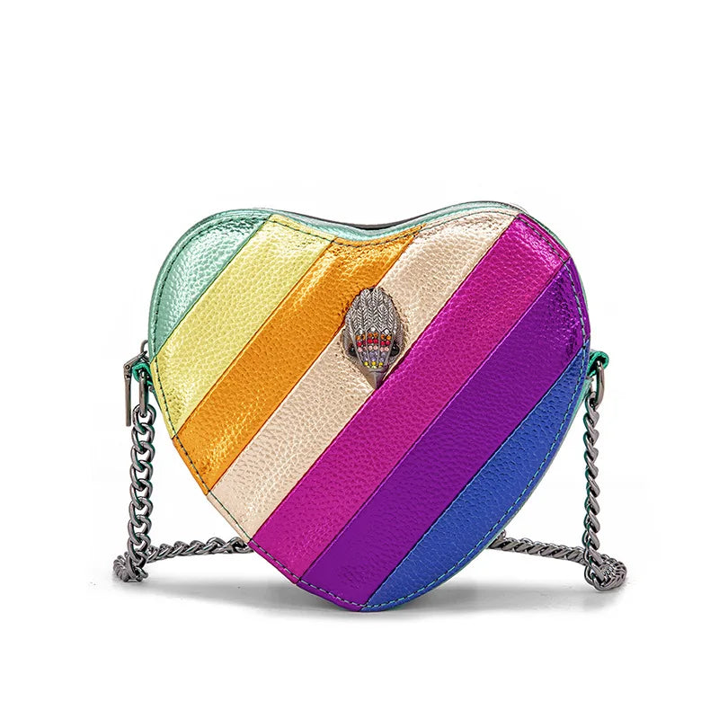 Sac à Main Cuir Véritable Multicolore Segater - Bandoulière Unique Rayures Colorées, 3 Portés, Poches Pratiques