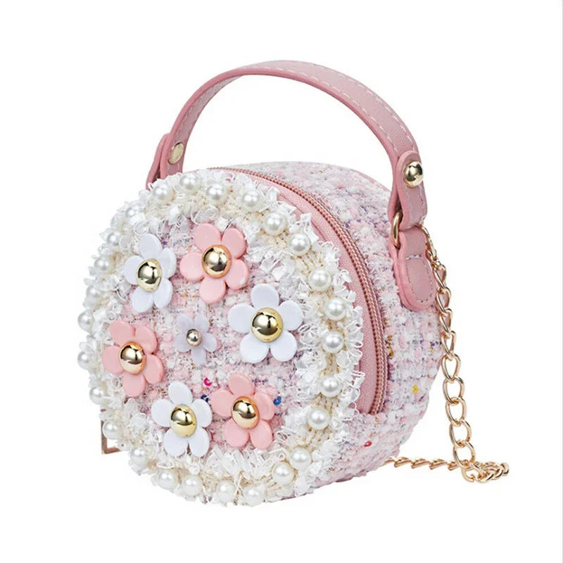 Sac Pour Petite Fille Floral à Bandoulière sur fond blanc
