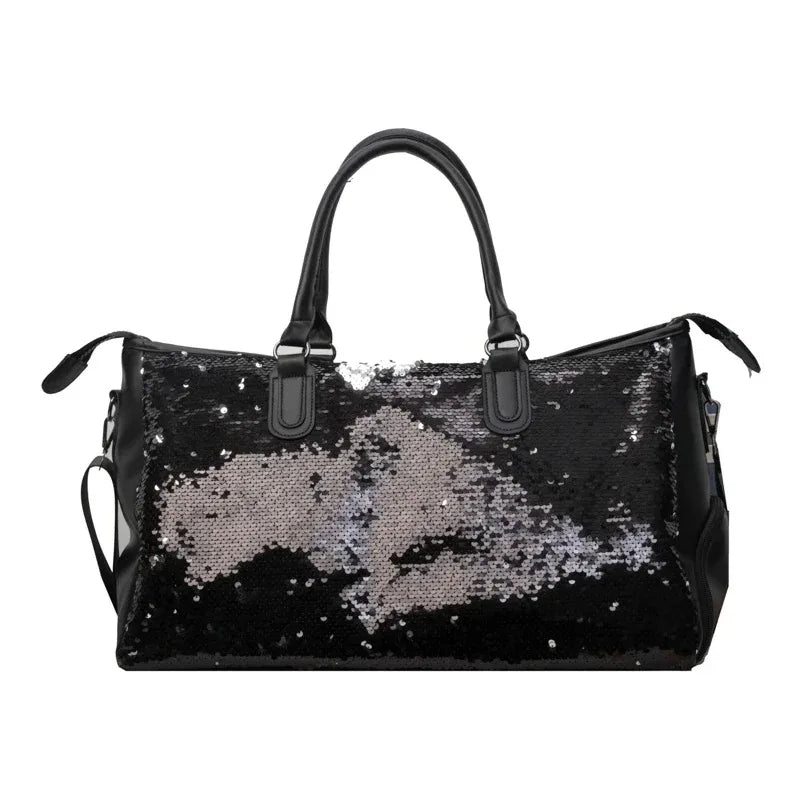 Sac à Main Brillant et Tendance à Paillettes noir sur fond blanc