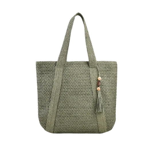 Sac Cabas Tressé Paille - Vert