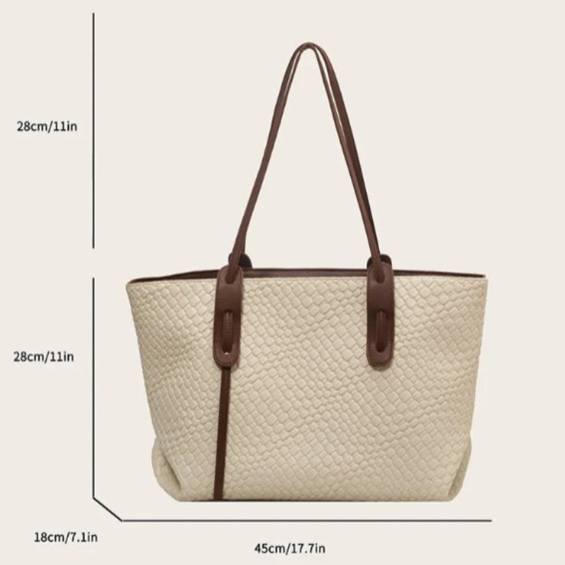 Sac Cabas Tressé guide des dimensions - Ivoire - Marron Foncé - Kaki - Noir