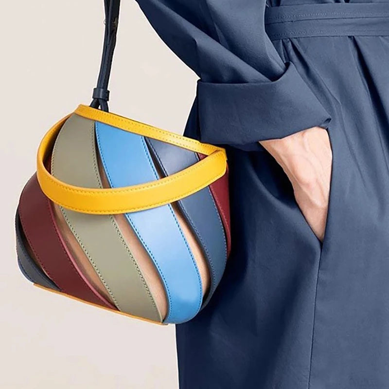 Sac Femme Seau Original et Coloré portée à la main - Multicolore