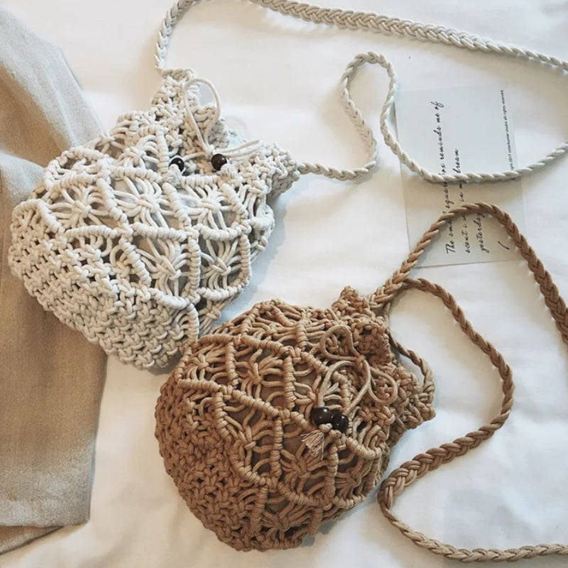 petit sac rond macramé