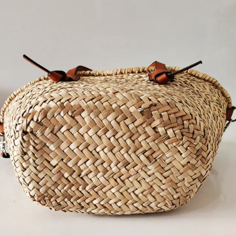 panier paille et cuir
