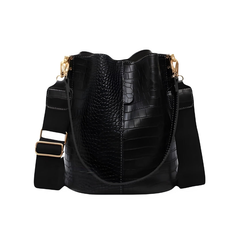 sac seau noir cuir