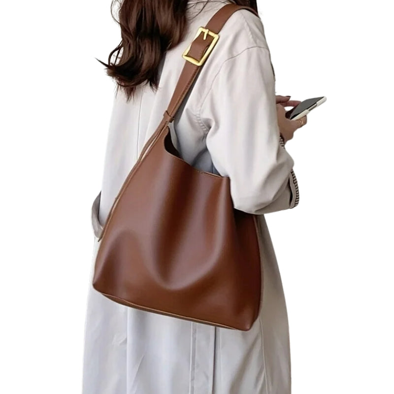 Sac à Main avec Pochette portée à la main - Marron - Noir