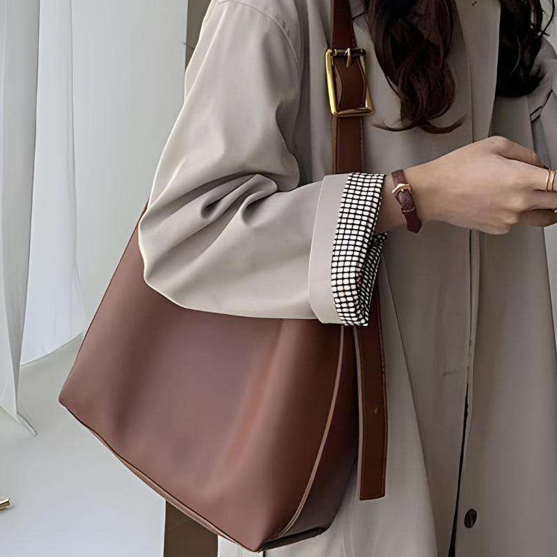Sac à Main avec Pochette portée à la main - Marron - Noir