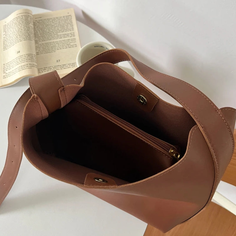 Sac à Main avec Pochette compartiment ouvert - Marron - Noir