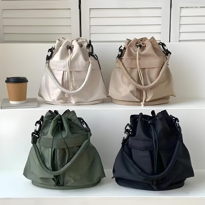 Sac Bourse en Nylon quatre sacs alignés - Beige - Blanc Crème - Marron - Noir - Vert