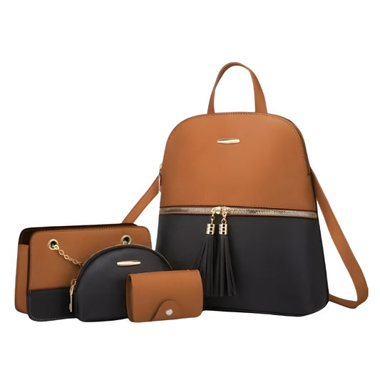 Ensemble Sac à Dos et Portefeuille Femme - Marron et Noir