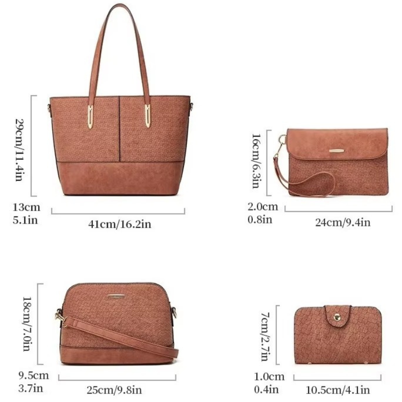 Lot Sac à Main Femme guide des dimensions - Bleu Ciel - Bleu Marine - Beige - Camel - Noir