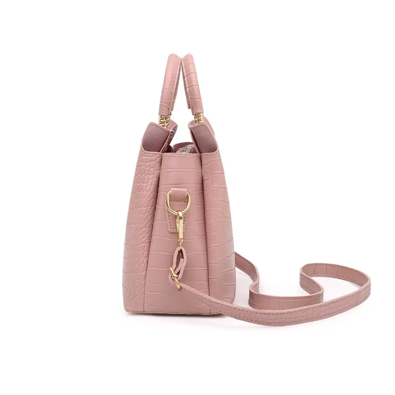 Sac à Main et Portefeuille Assortis gros plan sur le côté - Rose - Camel - Noir - Rouge - Blanc - Bleu