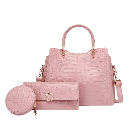 Sac à Main et Portefeuille Assortis - Rose