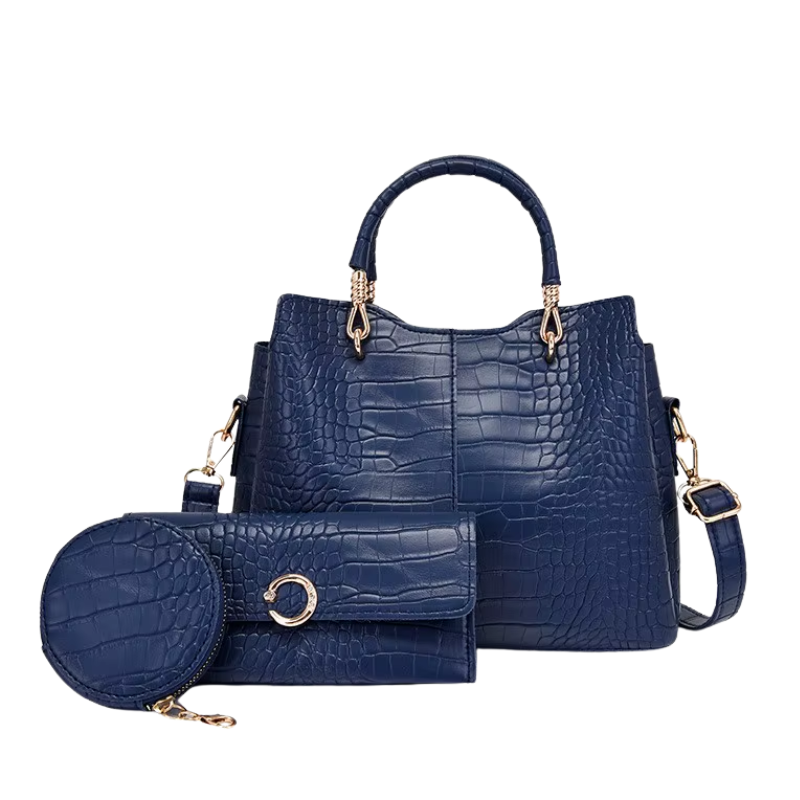 Sac à Main et Portefeuille Assortis - Bleu