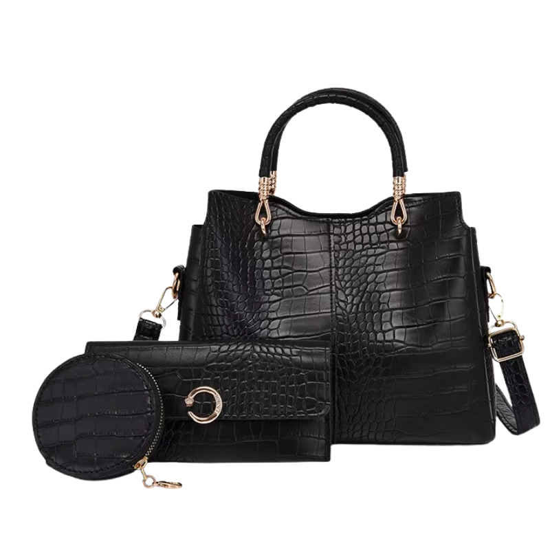 Sac à Main et Portefeuille Assortis - Noir