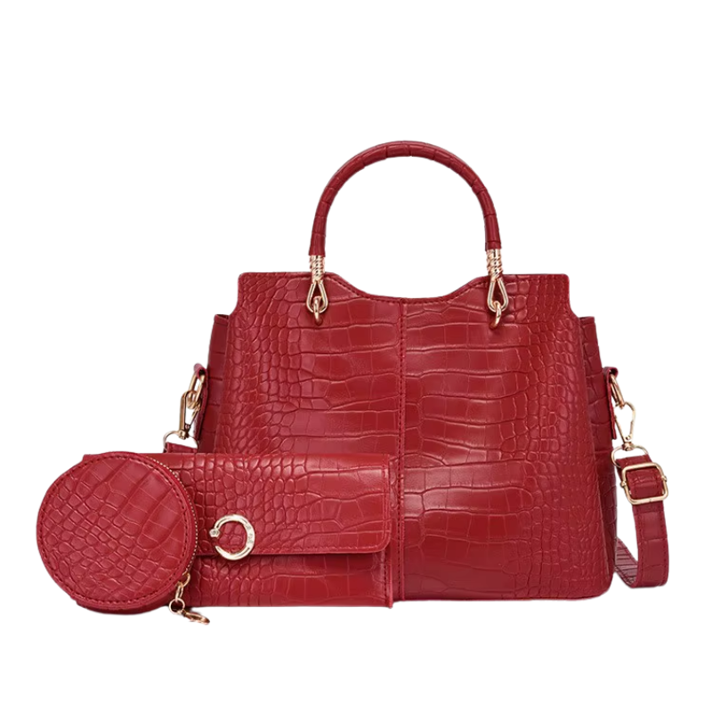 Sac à Main et Portefeuille Assortis - Rouge