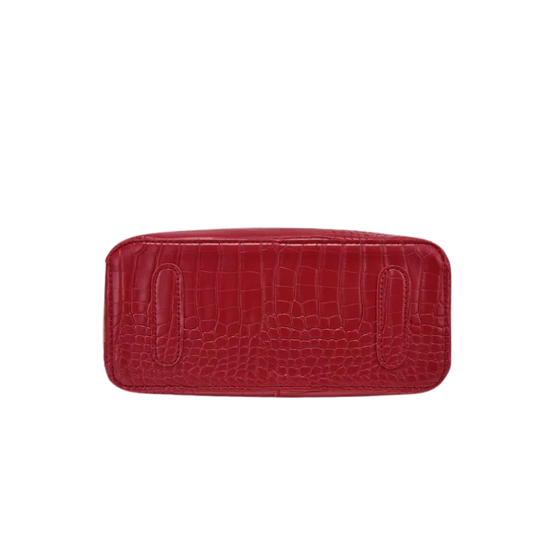 Sac à Main et Portefeuille Assortis gros plan texture croco - Rose - Camel - Noir - Rouge - Blanc - Bleu