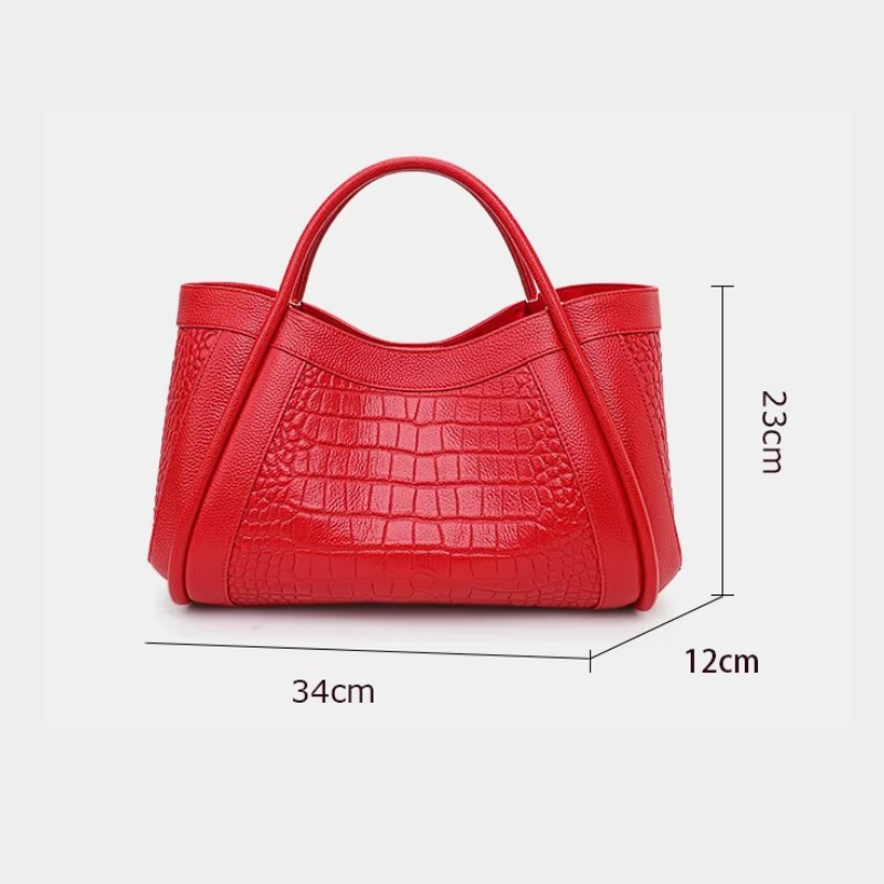 Sac à Main en Cuir Femme Grand Format Noir guide des dimensions - Noir