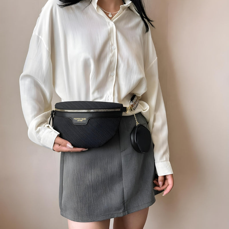 Sac Banane Femme Luxe portée à la taille - Beige - Bleu - Vert - Blanc - Noir - Rose