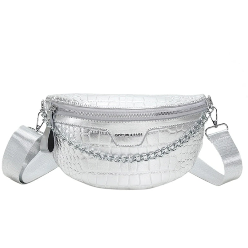 sac gris brillant femme