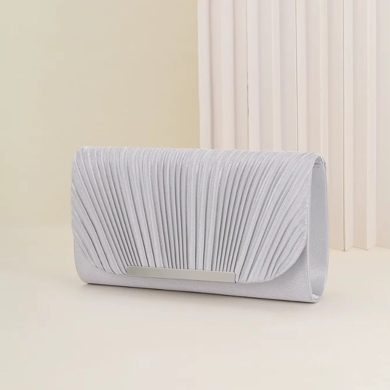 Pochette Doré Mariage gros plan plis - Doré - Argenté - Rose - Bleu Marine - Noir