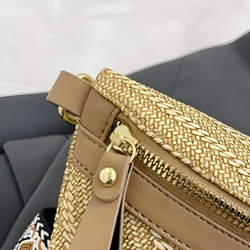 Sac Banane Femme Luxe gros plan fermeture zippée - Beige - Bleu - Vert - Blanc - Noir - Rose
