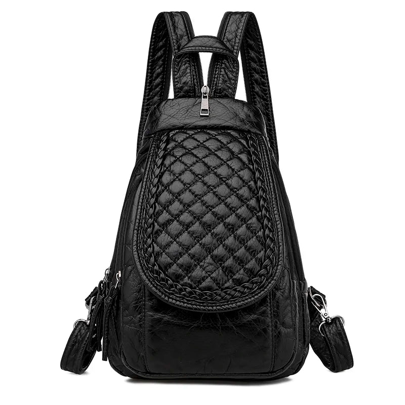 Sac à Main et à Dos Femme Noir et Compact sur fond blanc