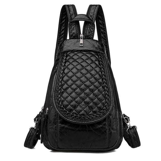 Sac à Main et à Dos Femme Noir et Compact sur fond blanc