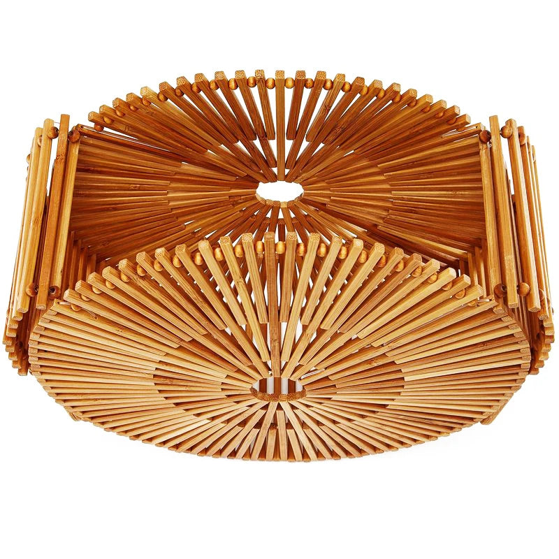 Sac Effet Osier Marron Rond et Sophistiqué