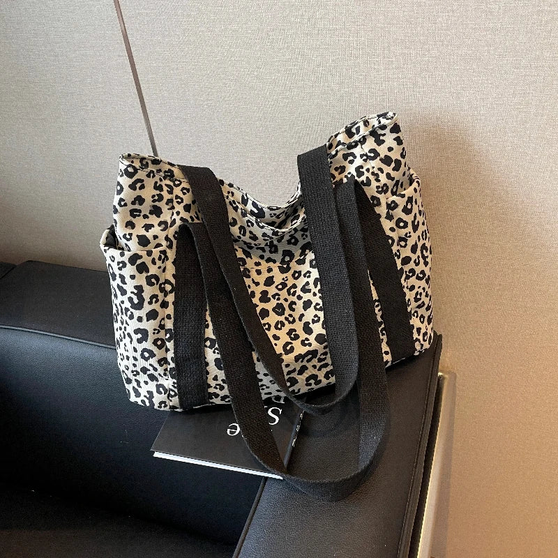 Sac à Main Léopard Blanc en Nylon