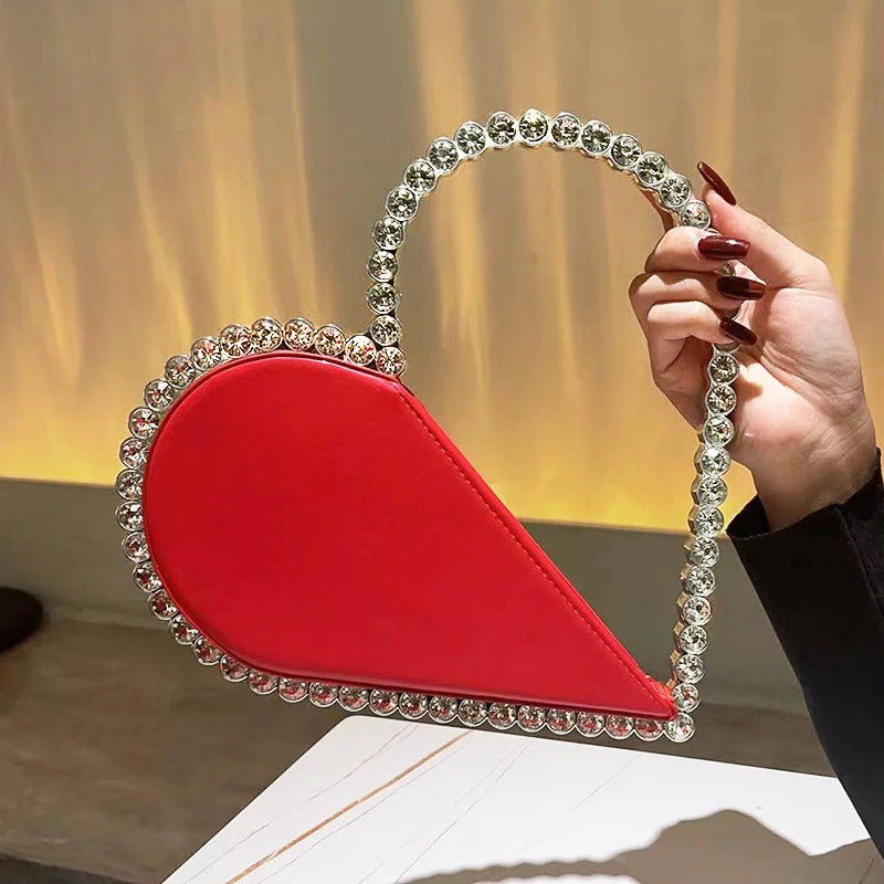 Sac à Main Mariage Forme Coeur et strass