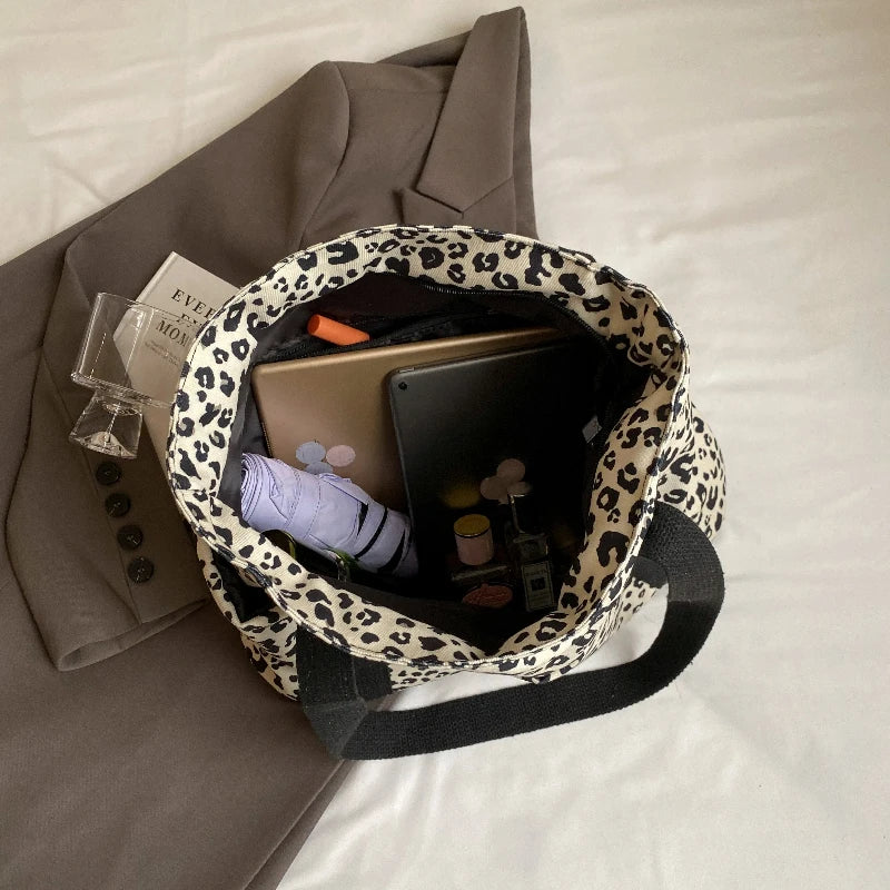 Sac à Main Léopard Blanc en Nylon