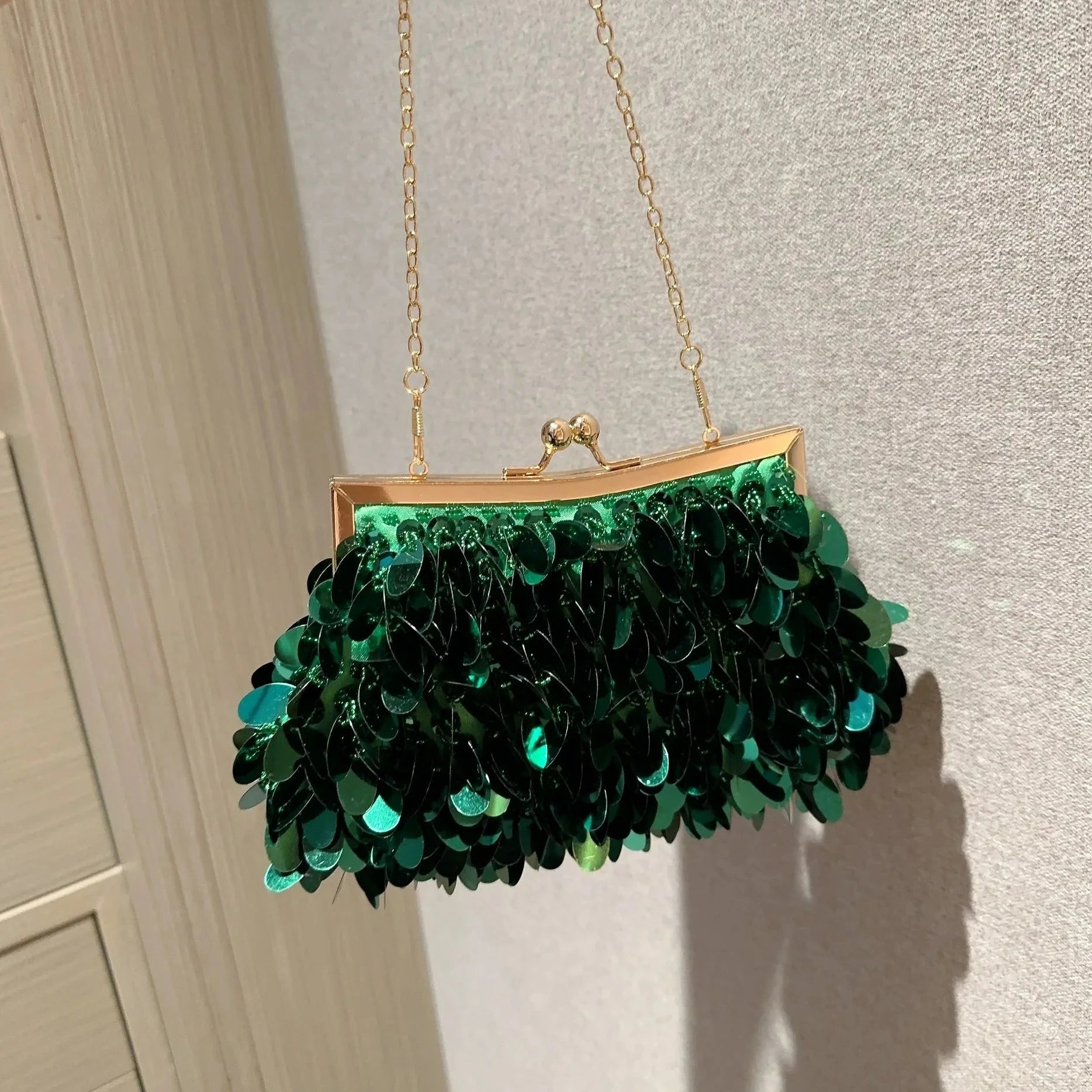 sac sequin vert