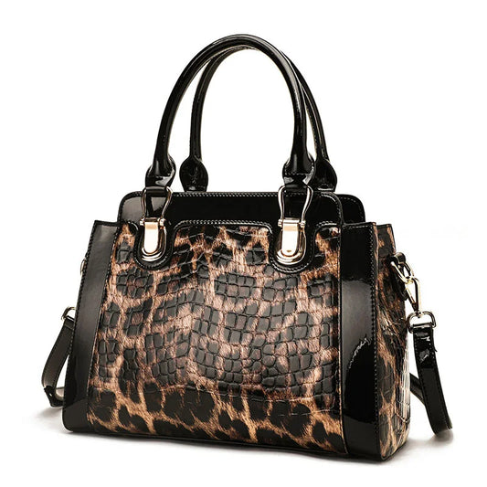 Sac à Main Léopard à Texture Crocodile