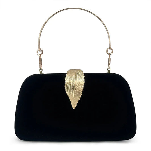 Sac à Main Mariage Luxueux avec Feuille Dorée sur fond blanc