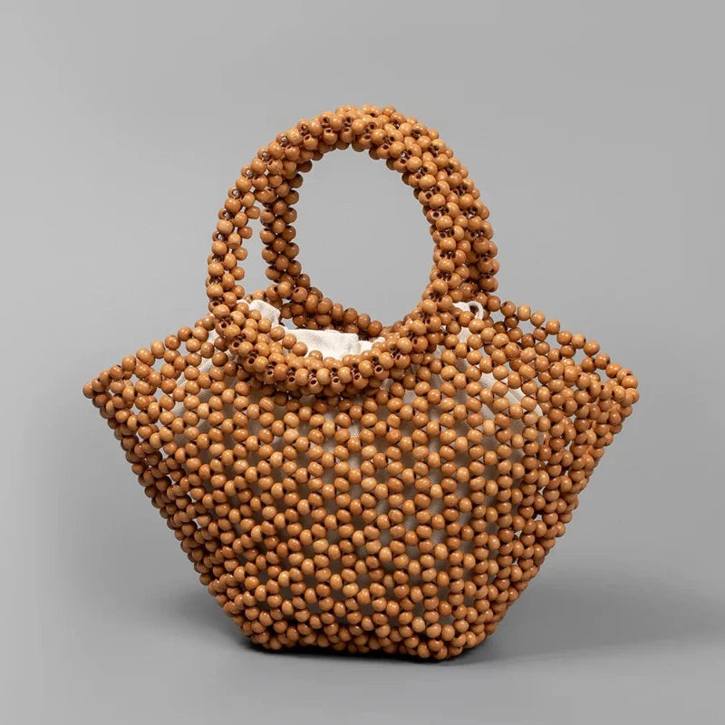 Sac à Main Panier Perle en Bois