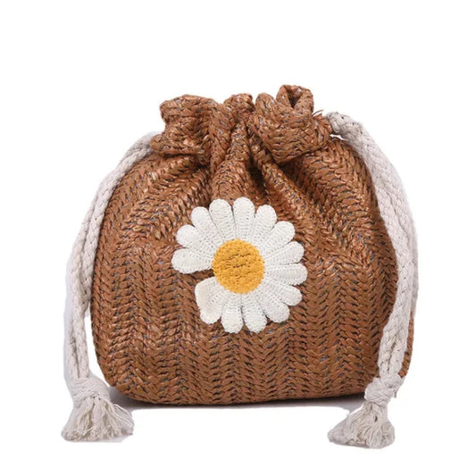 Sac Femme Bourse avec Pâquerette sur fond blanc