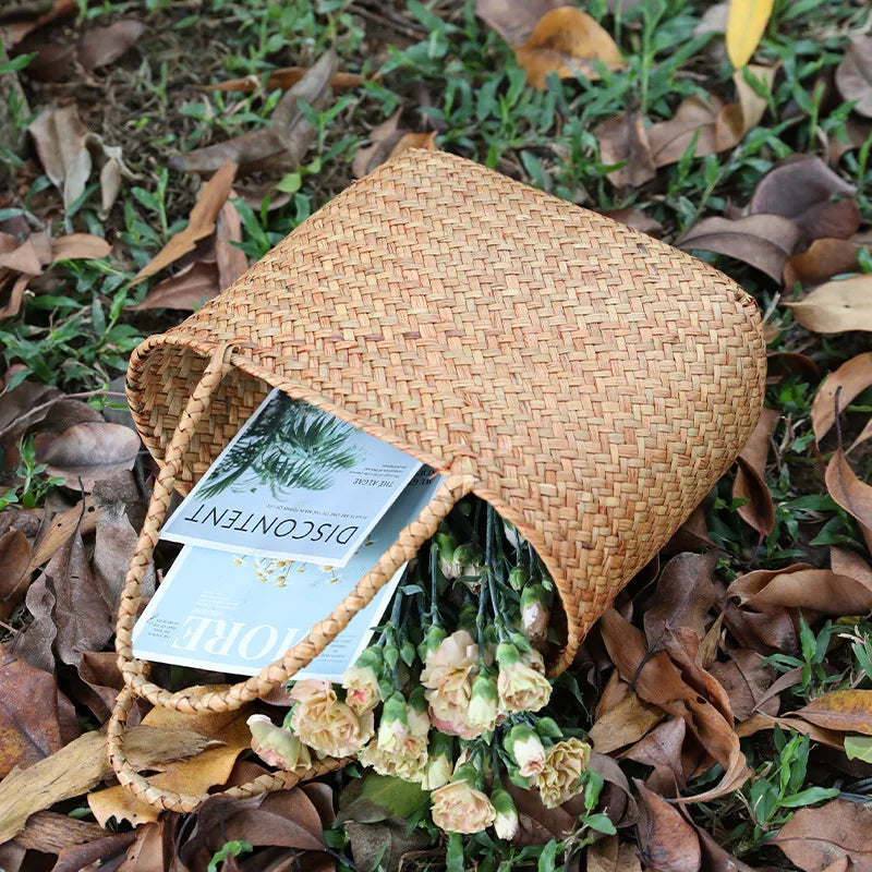Sac Panier Beige en Osier