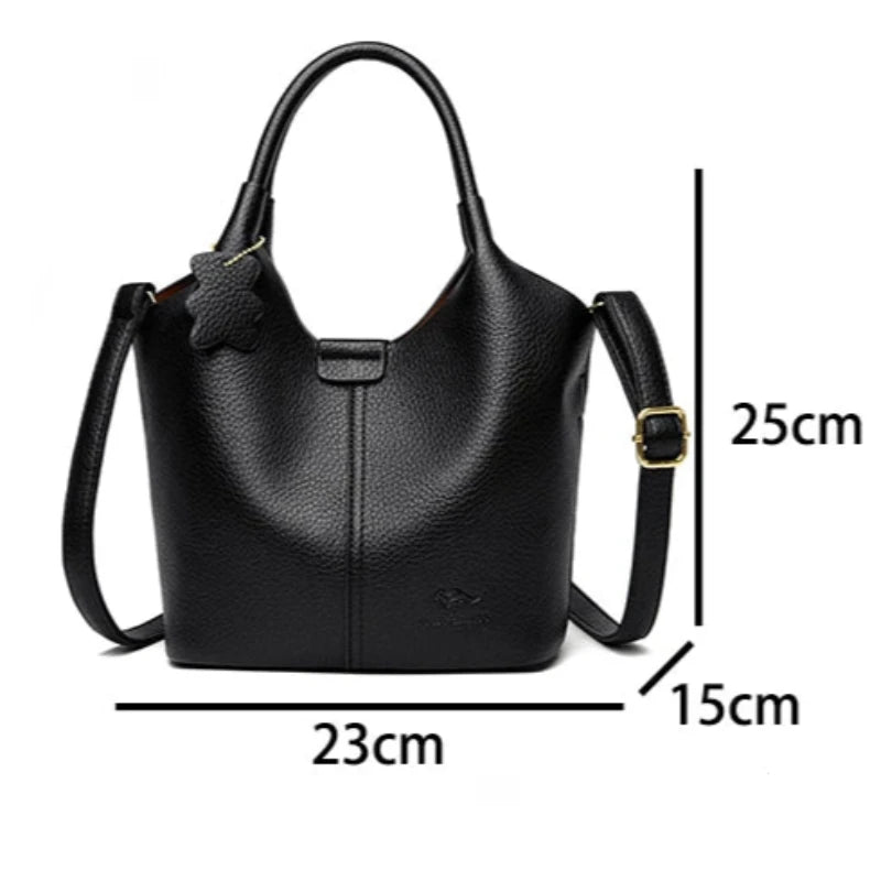 Sac à Main Noir Luxe avec Bandoulière, avec le détail des dimensions.