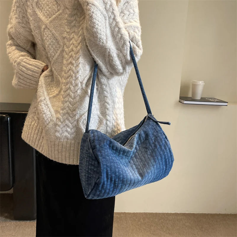 Sac Matelassé Souple en Denim