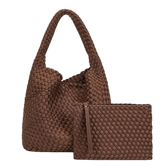 Sac à Main Panier Marron en Tissu sur fond blanc