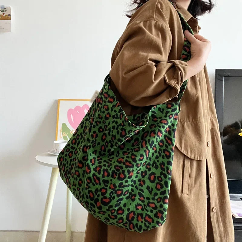 Sac à Main Léopard Vert en Toile