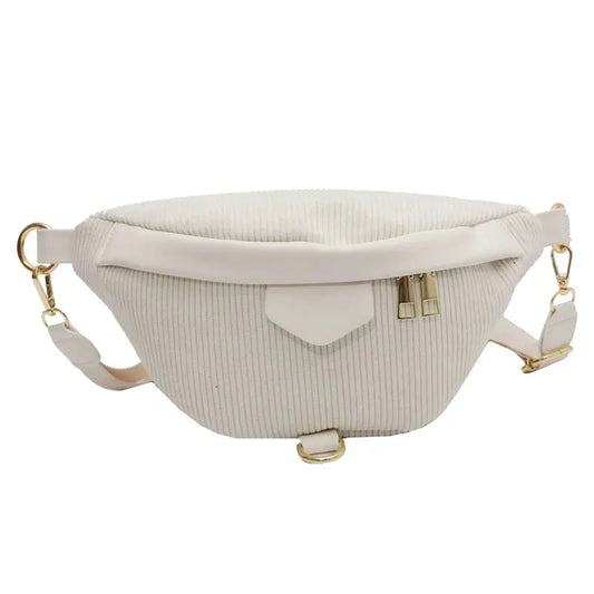 Sac Banane Femme à Rayures en Velours sur fond blanc