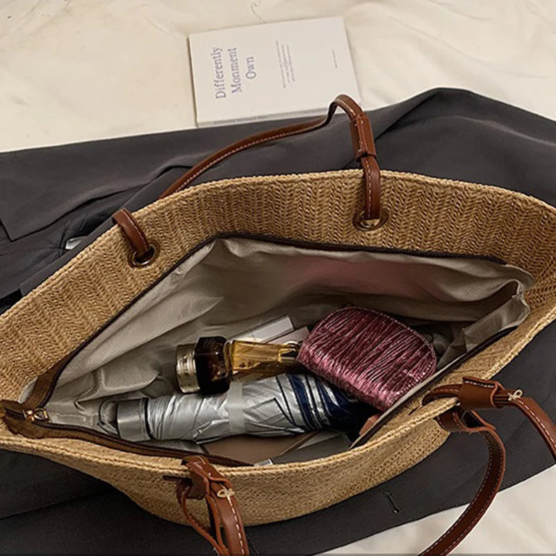 Sac en Osier Beige et Versatile