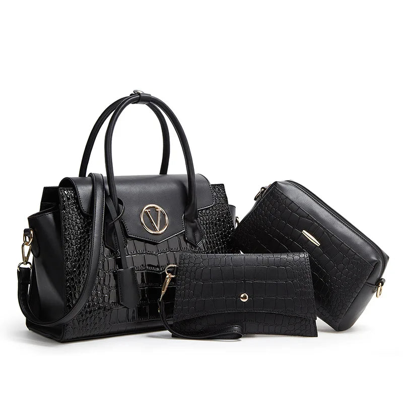 ensemble sac à main et pochette cuir 