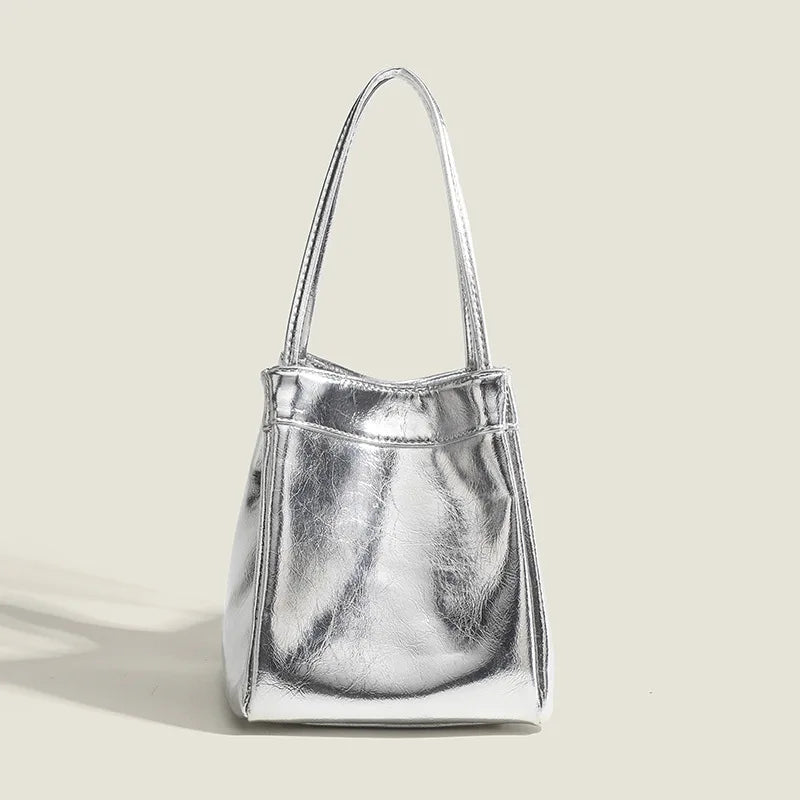 Sac Femme Seau Carré et Argenté