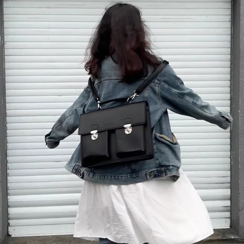 Sac Cartable Femme Noir de Style Malette